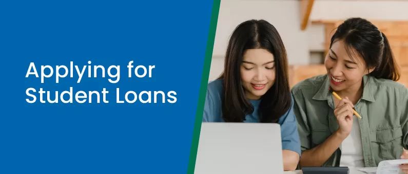 Applying for Student Loans - High school student and her mom working on a loan application